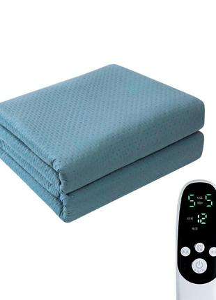 Електричне простирадло j-002 180*150 см із подвійним підігрівом від мережі 220 вольтів blue