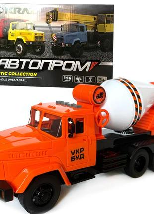 Будівельна техніка краз бетономішалка пластик автопром світло звук відкр двері 28,5*13,3*9,5см (kr-2202-11c)