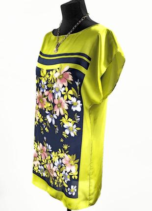 Блузка туника zara платье в цветы зеленая салатовая