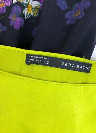 Блузка туника zara платье в цветы зеленая салатовая8 фото
