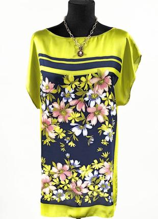 Блузка туника zara платье в цветы зеленая салатовая2 фото