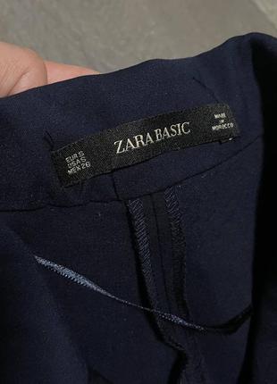 Темно-синее платье-блейзер с поясом из хлопка zara в идеальном состоянии7 фото