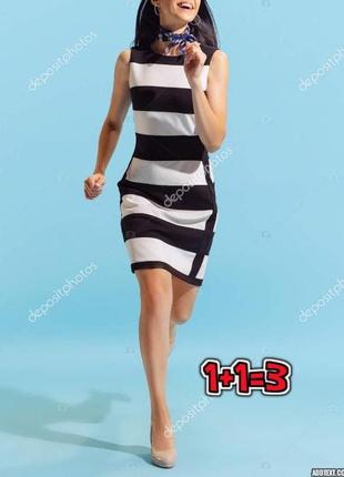 🎁1+1=3 шикарное черно-белое платье футляр по колено calvin klein, размер 46 - 48
