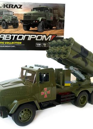 Машинка військова техніка пластик 1:16 автопром краз світло звук відкр двері 28,5*17*8,5см (kr-2202-04)