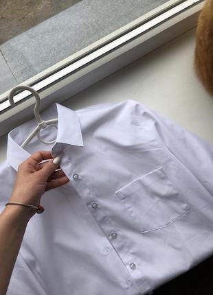 Белая идеальная базовая рубашка хлопок4 фото