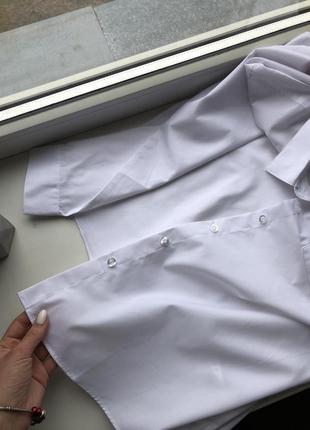 Белая идеальная базовая рубашка хлопок5 фото