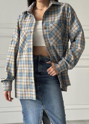 Тепла сорочка oversize женская тёплая шерстяная рубашка *4 кольори* люкс якiсть