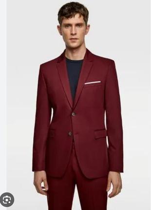 Стильный бордовый пиджак zara