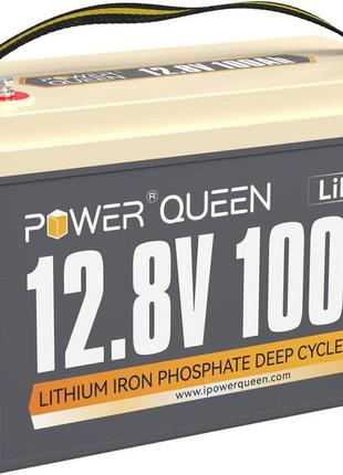 Акумулятор power queen lifepo4 battery 100ah 12v 1500 deep cycle 1280wh, інтегрований 100a bms