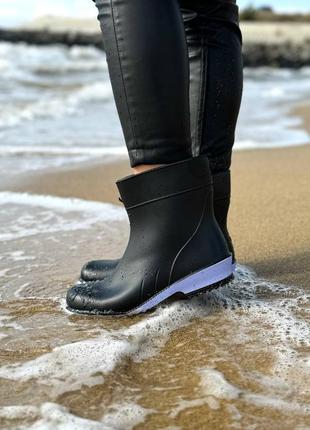 Черные женские резиновые ботинки ботинки женские сапоги для непогода