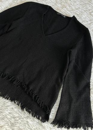 Черная кофта zara с бахромой