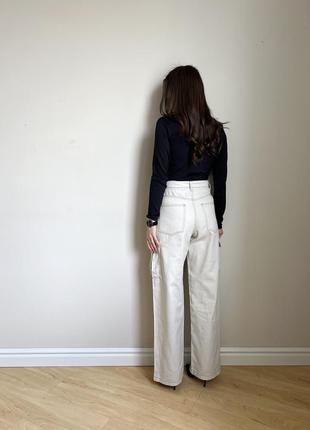 Бежевые широкие джинсы от h&amp;m, плотные и мягкие4 фото
