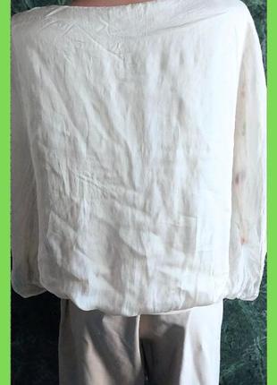 Бежева шовкова блуза, шовк з вишивкою, універсальний розмір s, m, l, італія3 фото