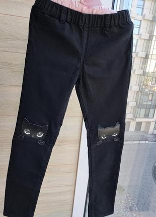 Джинсы с котиками h&m ддеггинсы h&m 8- 9-10л