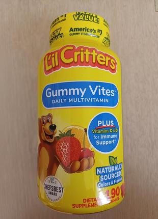 Вітаміни для дітей,  мультивітаміни, gummy  vits lil critters usa, 190 мармеладок iherb