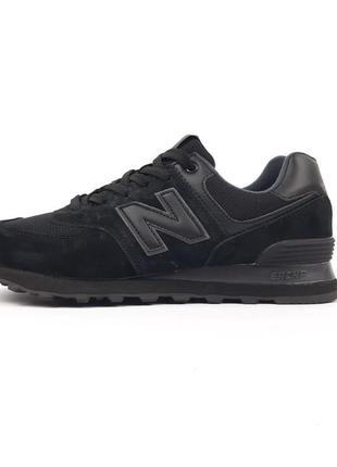 New balance 574 чорні на чорній шкіряна n  ods11201