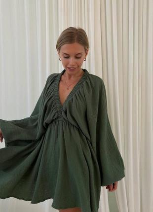Чарівна жіноча муслінова легка сукня з натуральної тканини1 фото