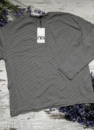 Оверсайз тєльняшка, тільник, футболка, лонгслів в смужку zara, колекція 2024, розмір s, m та l3 фото