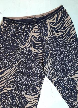 🎁1+1=3 фирменные хлопковые брюки штаны для дома леопардовый принт next, размер 52 - 542 фото