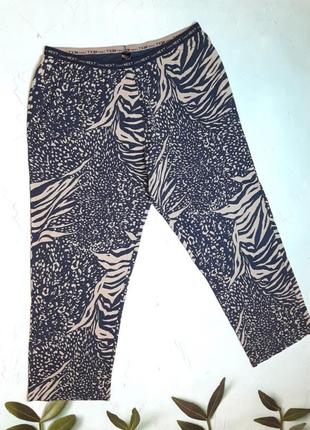 🎁1+1=3 фирменные хлопковые брюки штаны для дома леопардовый принт next, размер 52 - 544 фото