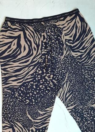 🎁1+1=3 фирменные хлопковые брюки штаны для дома леопардовый принт next, размер 52 - 545 фото