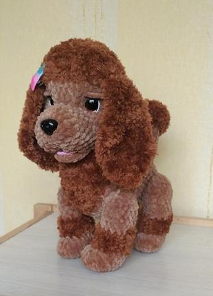 Щенок пудель из плюшевой пряжи