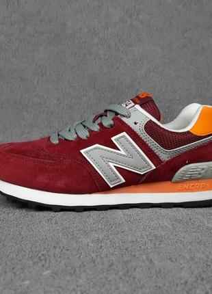 New balance 574 бордові сіра n замша  ods20483