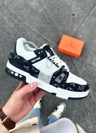 Кросівки чоловічі lv louis vuitton trainer чорно-білі