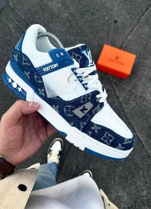 Кросівки чоловічі lv louis vuitton trainer колір синій з білим