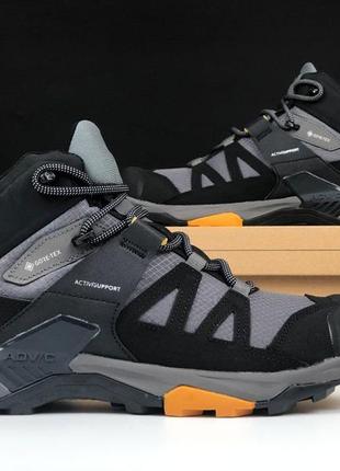 Р.41-46 кроссовки salomon x ultra 4 mid gtx серо/черные ks 123952 фото