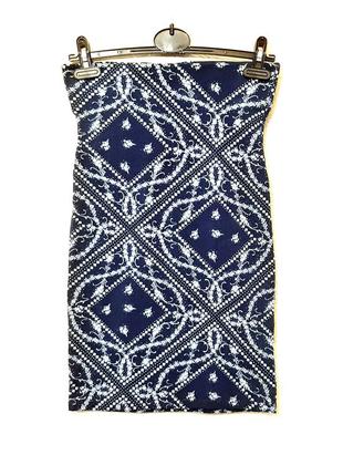 Amisu женская юбка-карандаш синяя по фигуре, завышенная талия трикотаж пояс с резинкой 42-44-46