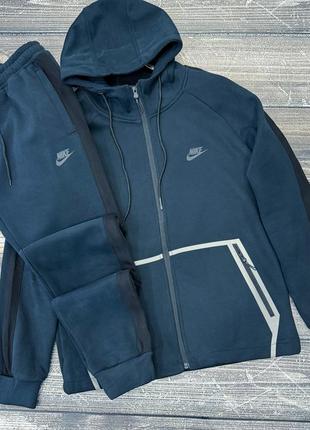 Зимний мужской спортивный костюм синего цвета nike