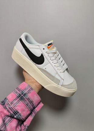 Nike blazer low platform white black