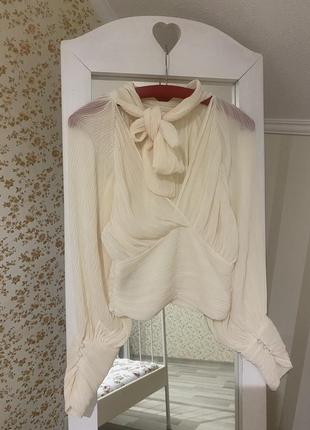 Блуза zara плиссированная нарядная с открытой спиной блузка рубашка блуза кофта s m10 фото