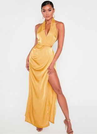 Розпродаж сукня prettylittlething золотиста asos з відкритою спиною8 фото