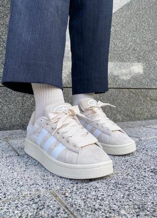 Adidas campus beige/white6 фото