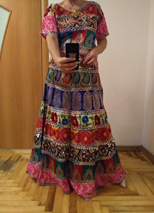 Чудесный костюм с вышивкой, юбка в пол и топ,  индийский наряд, размер 12-145 фото