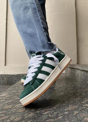 Adidas campus 00s dark green/cloud white6 фото