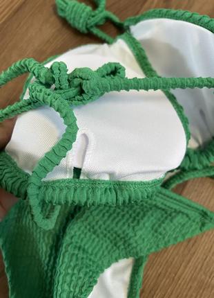 Сексуальний новий купальник яскравий шторки на завʼязках із оригінальної тканини жатки зелений xs s m l6 фото
