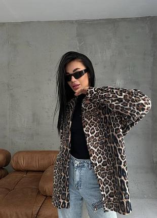 Женская флисовая рубашка принт лео