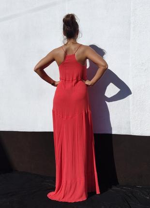 Красное длинное платье в пол h&m лето3 фото