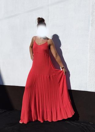 Красное длинное платье в пол h&m лето2 фото