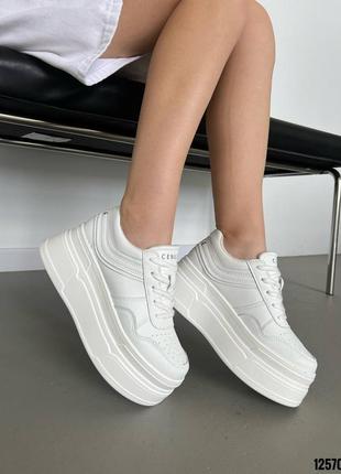 12570 утепленные кеды натуральная кожа белый внутри флис