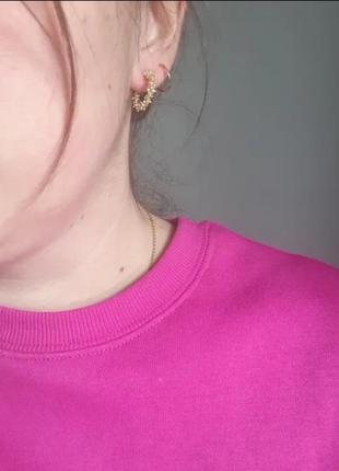 Серьги-кольца золотые бижутерия3 фото