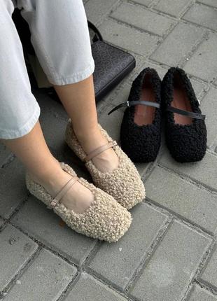 Туфли женские из меха тедди