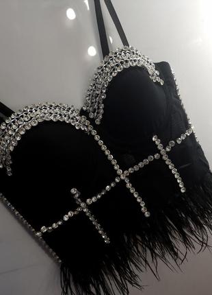 Корсетний топ камені пір'я