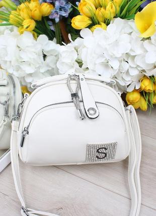 Женская стильная и качественная сумка из эко кожи белая1 фото