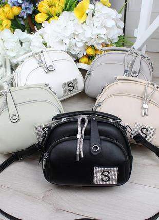 Женская стильная и качественная сумка из эко кожи белая5 фото