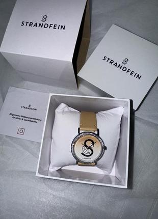 Жіночий годинник strandfein німецький бренд шкіряний ремінець swarovski