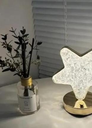 Настільна кришталева лампа зірка приліжкова з usb-портом світильник сенсорний нічник портативний gri